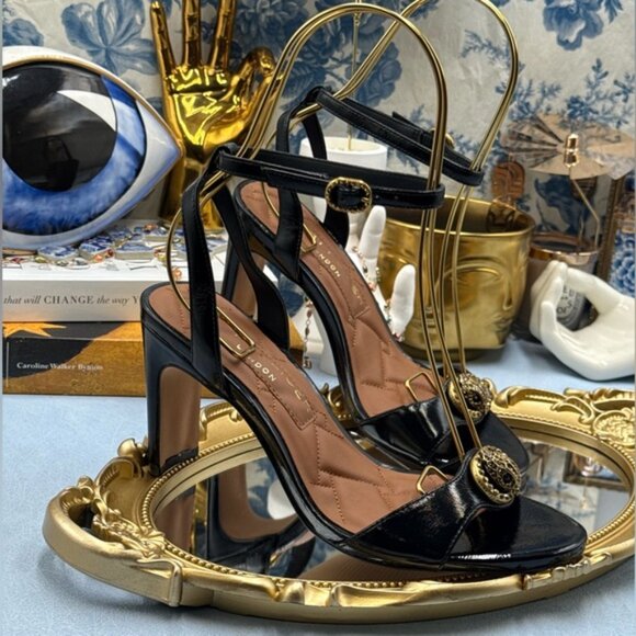 🆕 KURT GEIGER LONDON 🧿 NWOB Chelsea Heel Sandal, Black Patent - Sz 37 US 7 - Picture 6 of 14